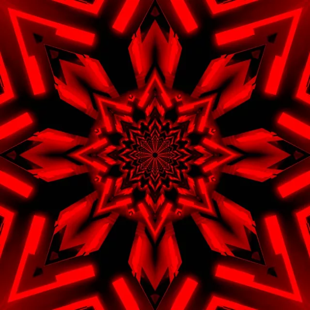 Red Fractal Star Neon Tunnel Vj Loop 1:1 Square 60fps Screensaver