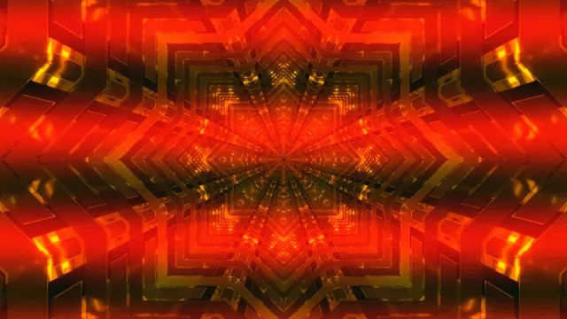 Red Gold Neon Tunnel Kaleidoscope screensaver 4K UHD 60fps VJ Loop