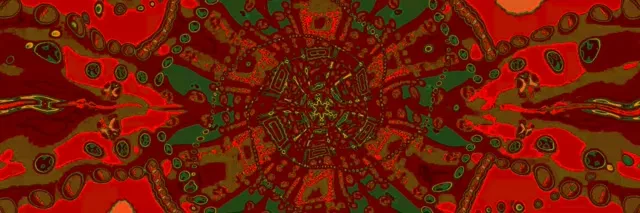 อุโมงค์นีออนแมนดาลาสีแดงทอง VJLoops 3:1 ทริปเปิลไวด์ 60fps สกรีนเซฟเวอร์