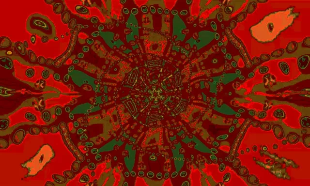 نفق نيون أحمر ذهبي ماندالا دوامة 5:3 عريض 60fps شاشة توقف VJLoops