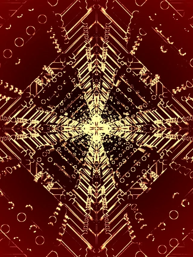 Neon Tunnel Golden Vortex Kaleidoscope 3:4 iPad Portrait 60fps VJ Loop Screensaver