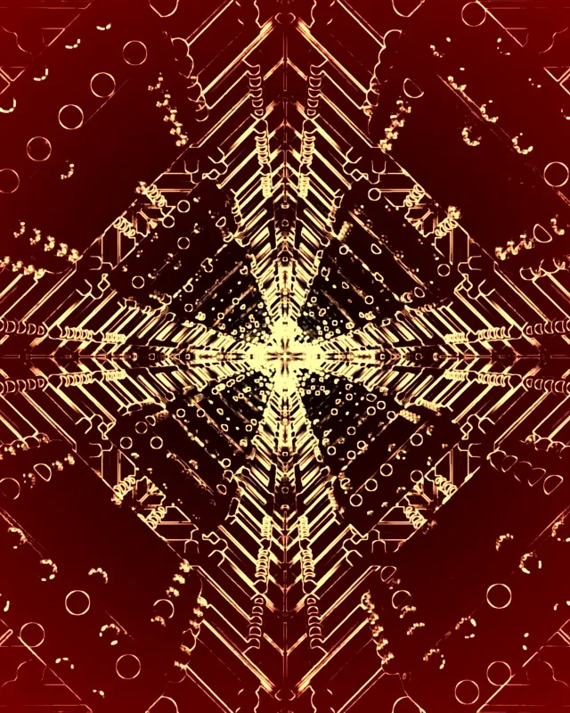 Golden Symmetrical Neon Tunnel Vortex | 4:5 Instagram | 60fps Screensaver Loop