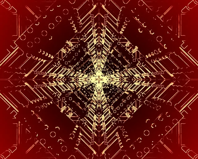 Golden Symmetric Neon Tunnel 5:4 Industrial 60fps Screensaver VJ Loop