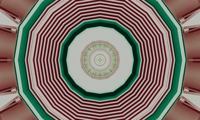 Neon Tunel Oktagon Spirala Crveno Zeleni VJ Loop 5:3 Široko 60fps Čuvar Ekrana