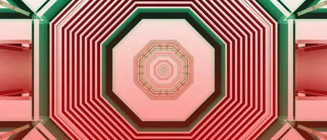 Red Green Octagon Neon Tunnel 60fps 21:9 Ultrawide Screensaver VJ Loop