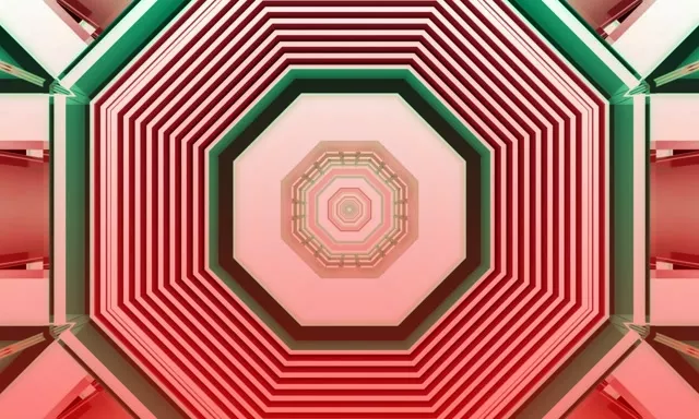 赤緑八角形ネオントンネルスクリーンセーバー 5:3 ワイド 60fps VJループ PC