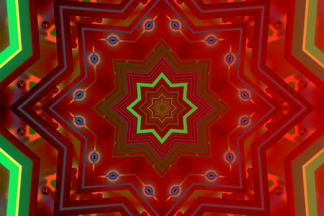 Punane Roheline Täht Neon Tunnel Ekraanisäästja 3:2 Surface 60fps VJ Loop