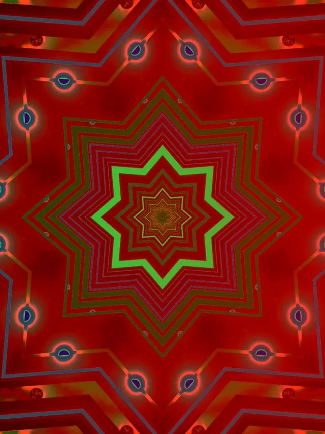 Kırmızı Yeşil Yıldız Neon Tüneli Ekran Koruyucu 3:4 iPad Portrait 60fps VJ Loop