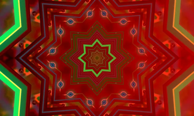 Stea Roșie Verde Tunel Neon Screensaver 5:3 Wide 60fps VJ Loop