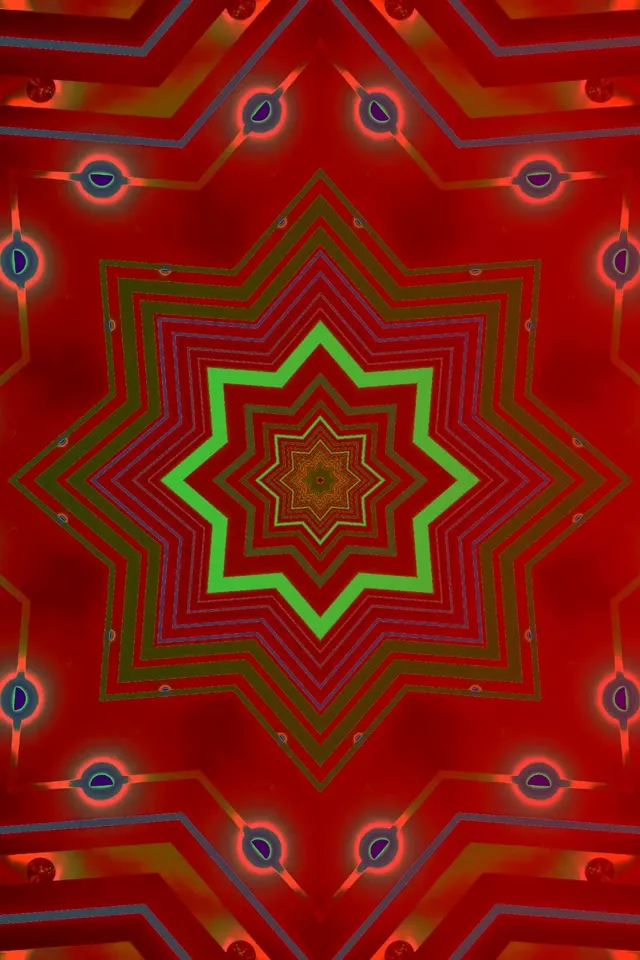 Punainen Vihreä Tähti Neon Tunneli Näytönsäästäjä 60fps 2:3 Photo Portrait VJ Loop