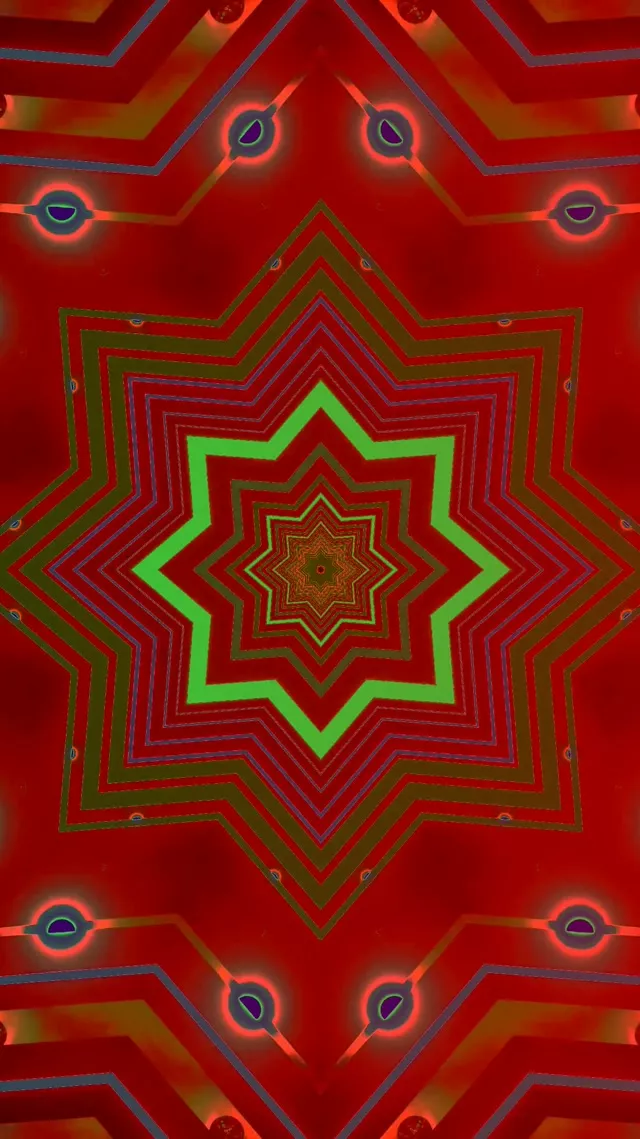 빨간색 녹색 스타 네온 터널 화면보호기 60fps 9:16 릴스 VJ Loop