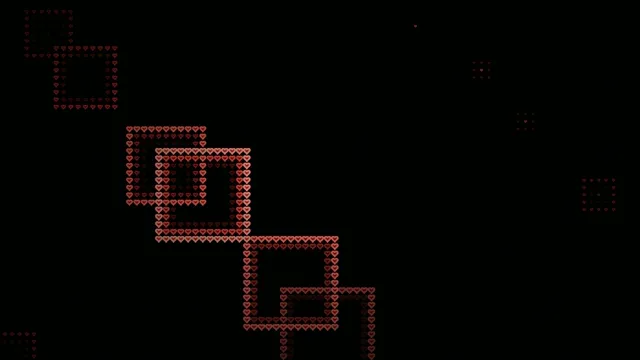 Red hearts digital pixel art animation loop 4K UHD widescreen background