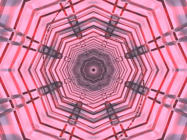 VJ Loop Neon Tünel Pembe Kırmızı Sekizgen Girdap 4:3 Klasik 60fps Ekran Koruyucu