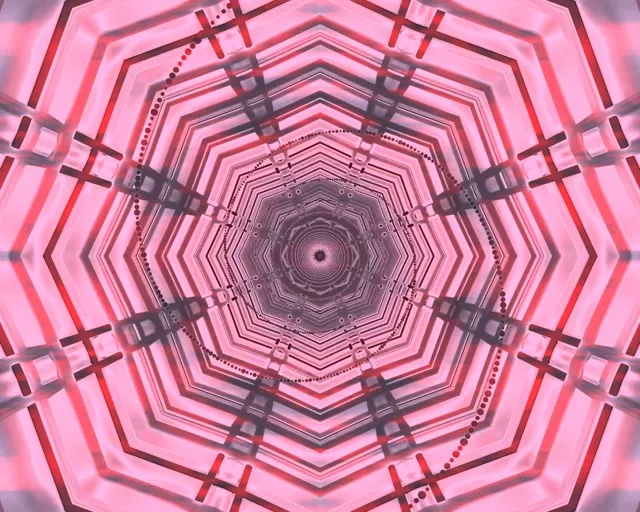 Neon Tunel Ružičasti Oktagon Vrtlog VJ Loop 60fps 5:4 Industrial Screensaver