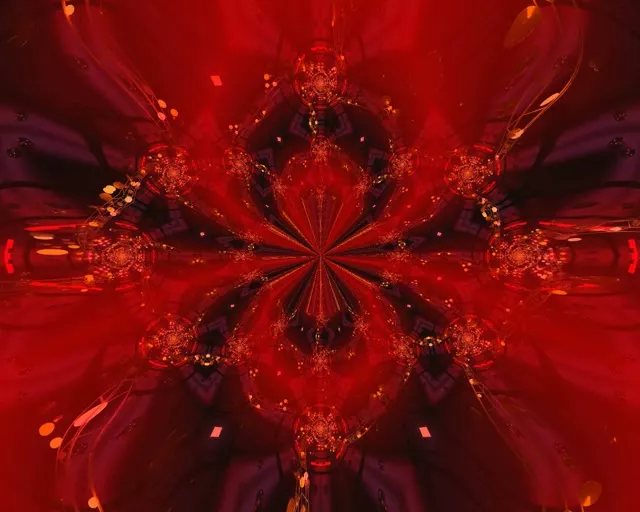 Red Kaleidoscope Burst | 5:4 Industrial | 60fps Neon Tunnel VJ Loop Screensaver
