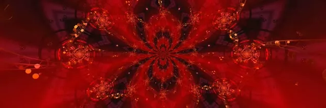 Red Kaleidoscope Burst Neon Tunnel 3:1 Triple Wide 60fps VJ Loop Screensaver