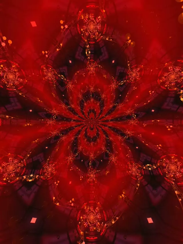 Red Kaleidoscope Neon Tunnel VJ Loop 3:4 iPad 60fps Screensaver