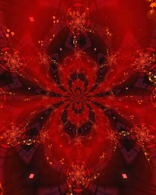Red Kaleidoscope Neon Tunnel VJ Loop 4:5 Instagram 60fps Screensaver
