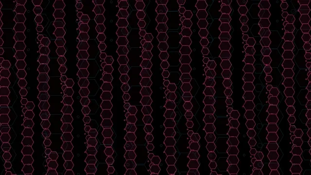 Red Neon Hexagon Network Pattern 4K