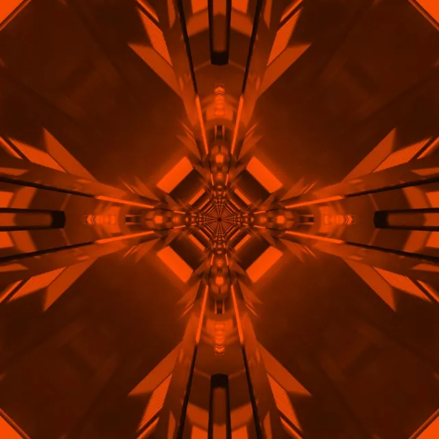 Red Neon Tunnel Kaleidoscope Vortex | 1:1 Square 60fps Screensaver