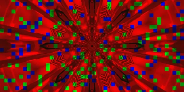 Neon Tunnel Red Kaleidoscope Pixel Burst Vj Loop 2:1 Univisium 60fps Screensaver