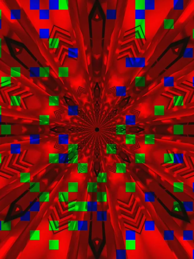 Tunel Neon Explozie Kaleidoscop Roșu VJLoops 3:4 iPad Portrait 60fps Screensaver
