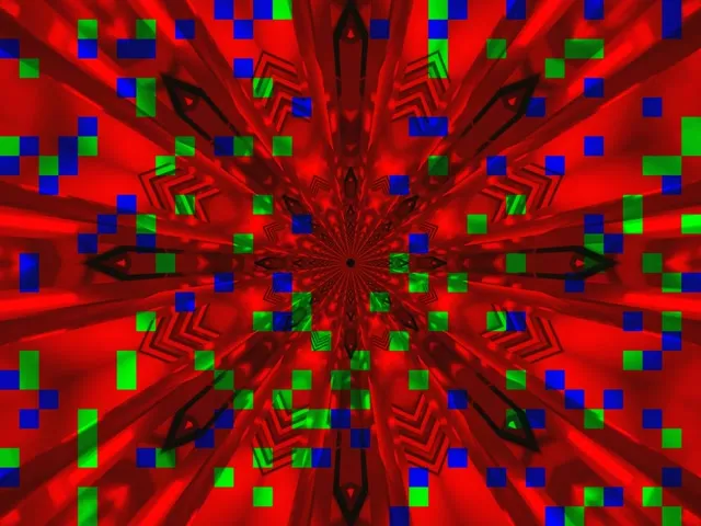 Neon Tunel Crveni Kaleidoskop Prasak VJ Loop 4:3 Classic 60fps Čuvar Ekrana