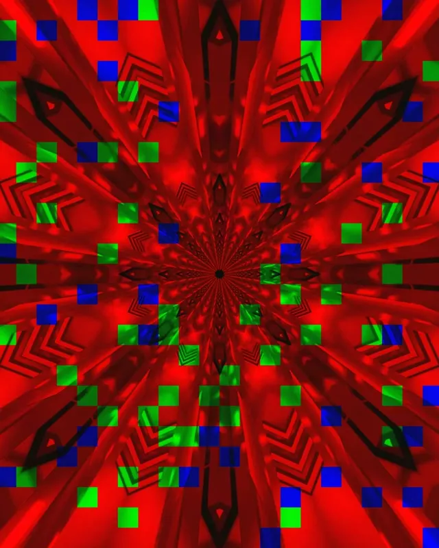 Neon Tunela Gorri Kaleidoskopioa Pixel Lehertzea VJ Loop 4:5 Instagram 60fps Pantaila-babesa