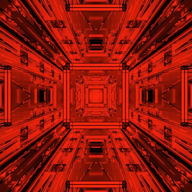Túnel Neón Vermello Cadrado Fractal Vórtice VJ Loop 1:1 Cadrado 60fps Protector de Pantalla