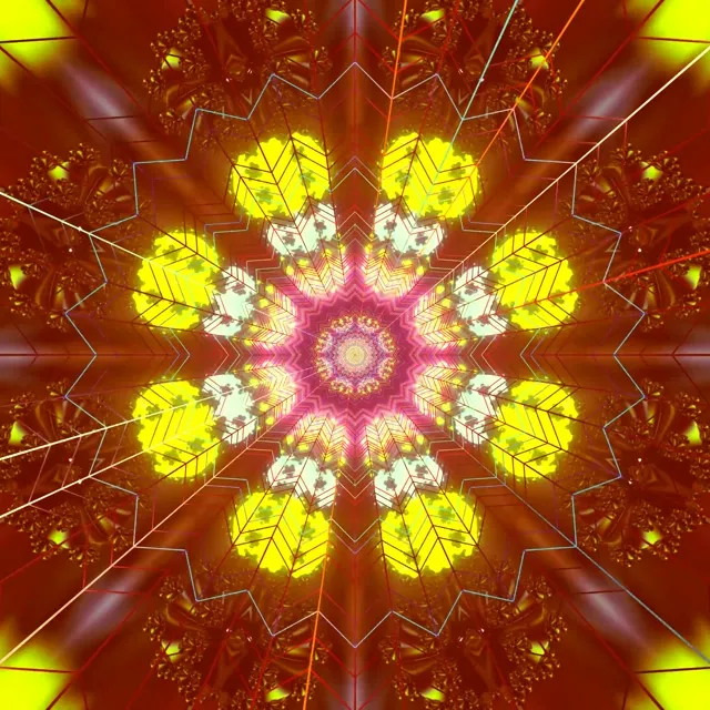 Neon Tunnel Red Star Kaleidoscope Vj Loop 1:1 Square 60fps Screensaver