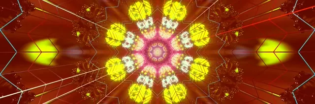 Neon Tunnel Red Kaleidoscope Star Burst VJ Loop 3:1 Triple Wide 60fps Screensaver