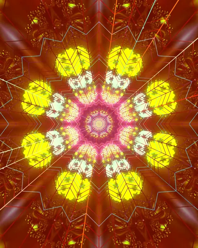 Neon Tunel Crvena Zvezda Kaleidoskop 60fps VJ Loop 4:5 Instagram Čuvar Ekrana