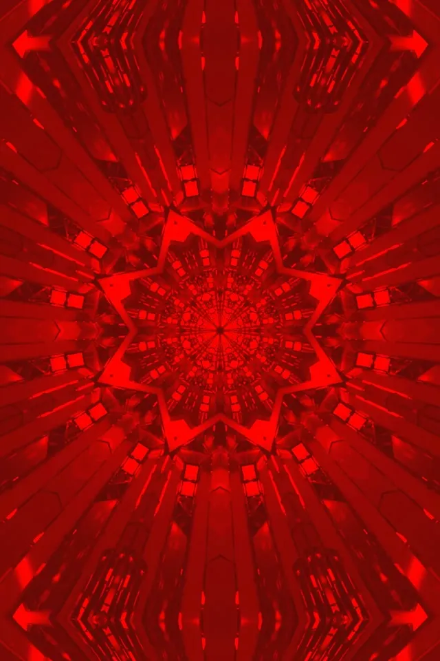 红色分形星霓虹隧道 VJLoops 2:3 照片竖屏 60fps 屏保