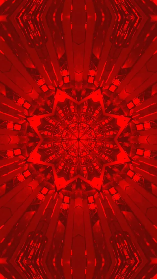 Rød Fraktal Stjerne Neon Tunnel VJ Loop 9:16 Reels 60fps Pauseskærm
