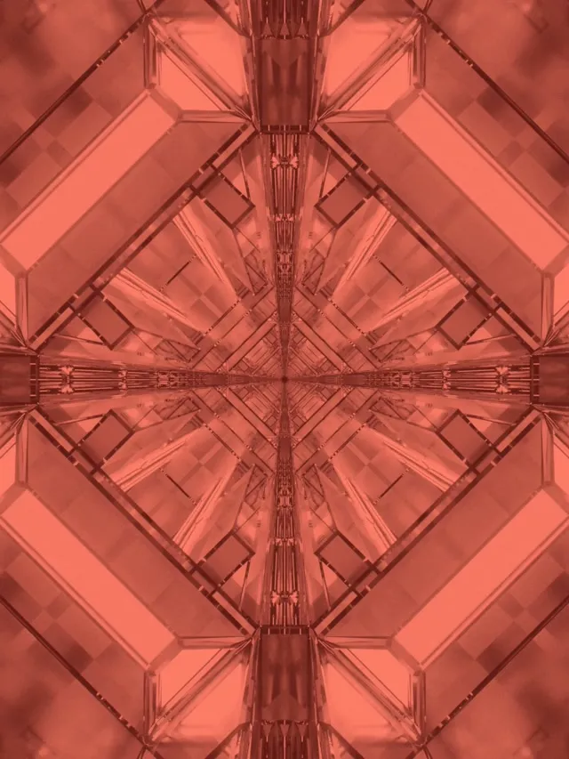 Koralinis raudonas kaleidoskopas neon tunelis VJ ciklas 3:4 iPad portretinis 60fps ekrano užsklanda
