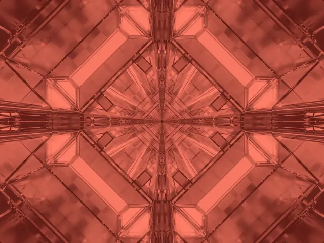Neon tunelis raudonas kaleidoskopo kryžiaus sprogimas VJ ciklas 4:3 klasikinis 60fps ekrano užsklanda