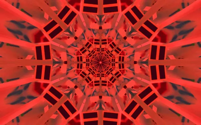Tunel Neon Roșu Explozie Kaleidoscop VJLoops 16:10 Macbook 60fps Screensaver