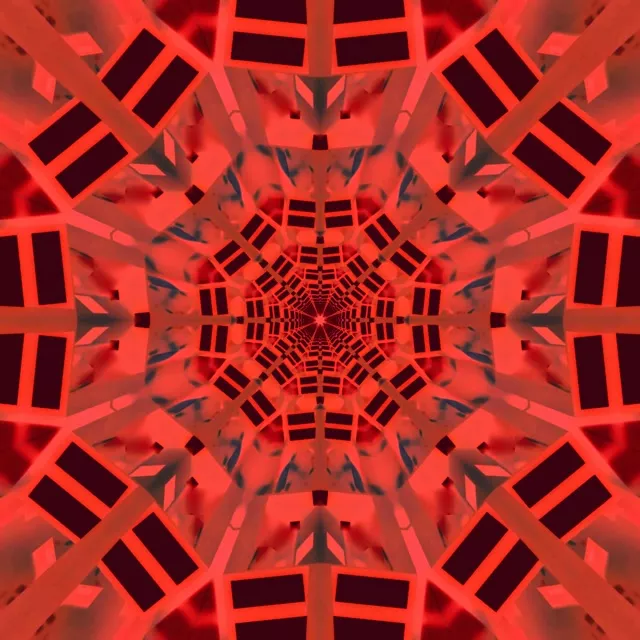 Neon Tunel Kaleidoskop Červený Fraktál Výbuch VJ Loop 1:1 Square 60fps Spořič