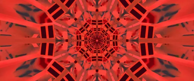 Túnel Neón Rojo Caleidoscopio Explosión VJ Loop 2.39:1 Cinemascope 60fps Salvapantallas