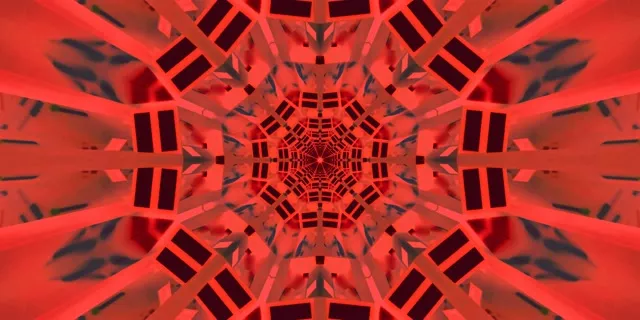 Neon Tunnel Rot Kaleidoskop Burst VJ Loop 2:1 Univisium 60fps Bildschirmschoner
