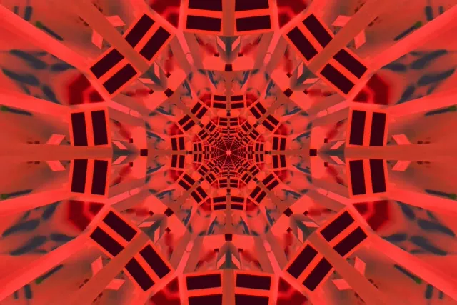 Twnnel Neon Coch Ffrwydriad Caleidosgop VJLoops 3:2 Arwyneb 60fps Arbedwr Sgrin