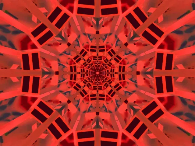 VJLoops Neon Tunelis Raudonas Kaleidoskopas Sprogimas 4:3 klasikinis 60fps Ekrano Užsklanda