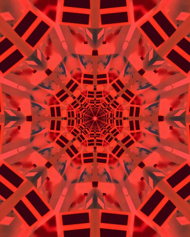 Neon Tunelis Raudonas Kaleidoskopas Sprogimas VJLoops 4:5 Instagram 60fps Ekrano Užsklanda