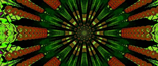 Neon Tunnel Red Kaleidoscope Burst VJ Loop 2.39:1 Cinemascope 60fps Screensaver คาไลโดสโคป