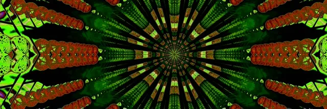 Neon Tunnel Red Fractal Kaleidoscope Burst VJ Loop 3:1 Triple Wide 60fps Wygaszacz ekranu