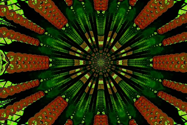 Neon Tunnel Nyekundu Kaleidoscope Mlipuko VJ Loop 3:2 Surface 60fps Screensaver