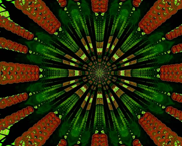 Neon Tonnel Rooi Kaleidoskoop Uitbarsting VJLoops 5:4 Industrieel 60fps Skermbeveiliging