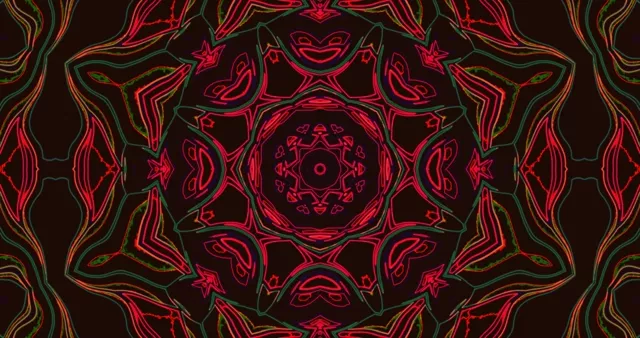 Tunnel Néon Rouge Kaléidoscope 4K UHD 60fps économiseur d'écran VJ Loop