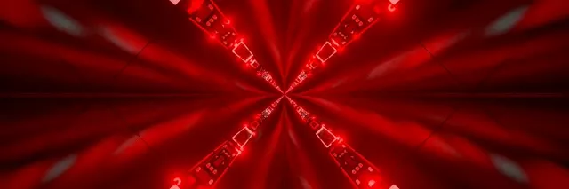 Rode Neon Tunnel Kaleidoscoop Uitbarsting VJ Loop 3:1 Drievoudig Breed 60fps Schermbeveiliging