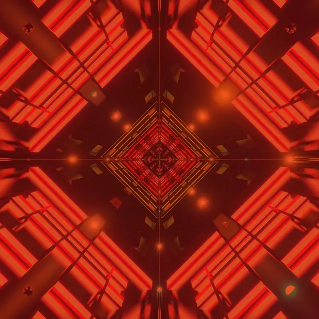 Red Neon Tunnel Kaleidoscope Diamond Vj Loop 1:1 Square 60fps Screensaver